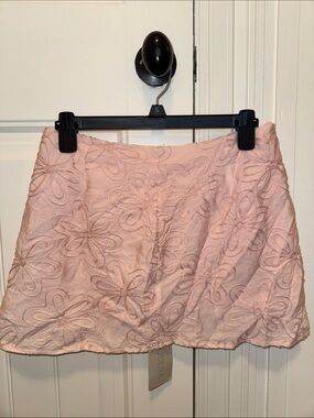 Floral Eyelet Mini Skirt in Blush Pink